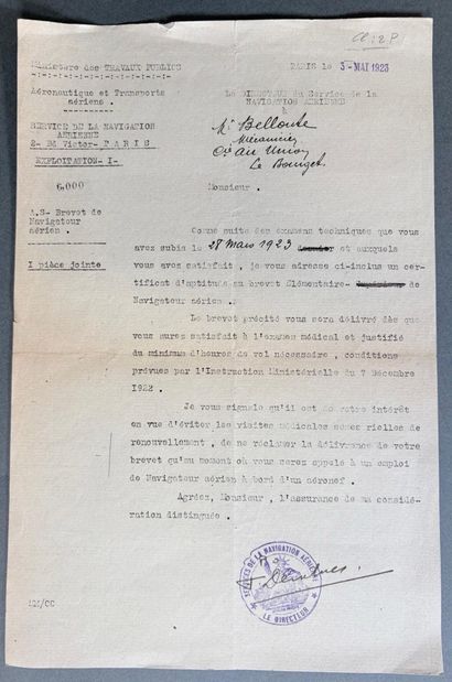 Lettre tapuscrite du directeur du Service...