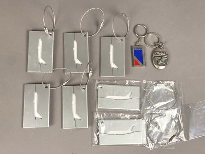 Set of 7 aluminum luggage tags featuring...