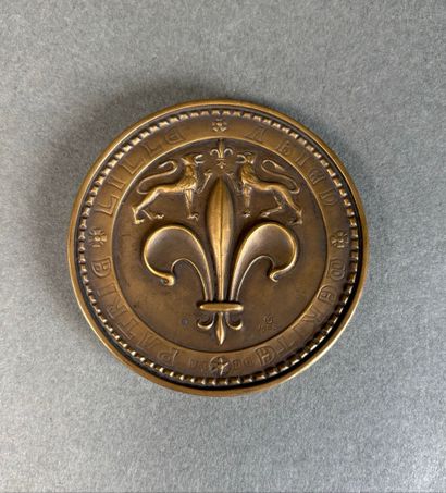 Médaille de la ville de Lille en bronze dédicacée...