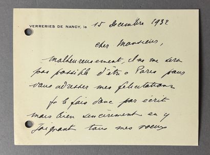 Carte autographe signée de Paul Daum (industriel,...