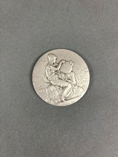 Médaille en bronze argenté représentant une...