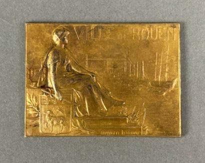 Médaille rectangulaire, en vermeil, de la...