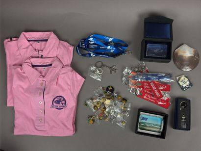 A collection of promotional items from various...