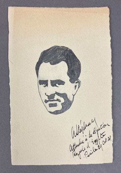 Portrait de Maurice Bellonte au crayon par...