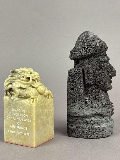 A collection of travel souvenirs, likely...