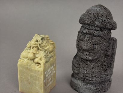 A collection of travel souvenirs, likely...