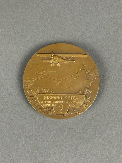 Médaille en bronze patiné aux profils de...