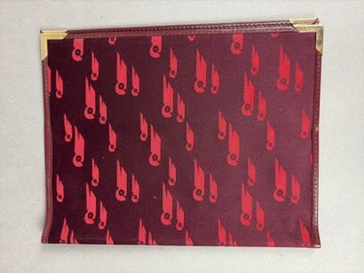 Set of two red leather wallets decorated...