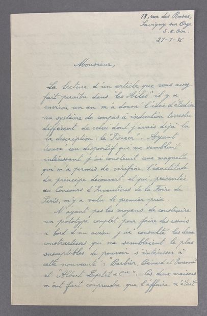 Réunion de 5 lettres d'inventeurs sollicitant...