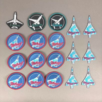 Set of aviation patches including: 
- 9 