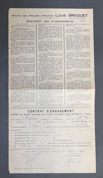 Contrat d'engagement de Maurice Bellonte...