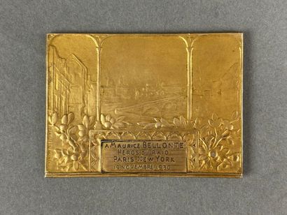 Médaille rectangulaire, en vermeil, de la...
