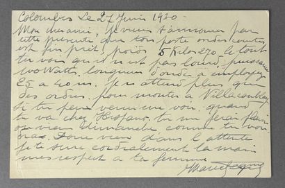 Message manuscrit de Marcel Lagrue au dos...