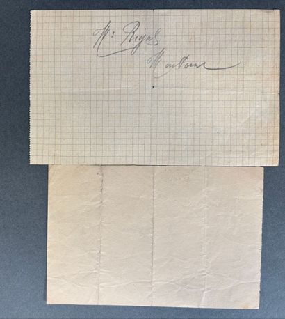Réunion de deux notes manuscrites : 

- Note...