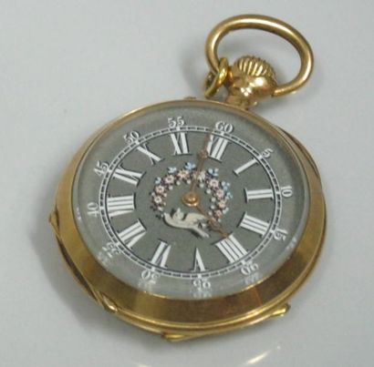 Montre de gousset en or jaune guillloché...
