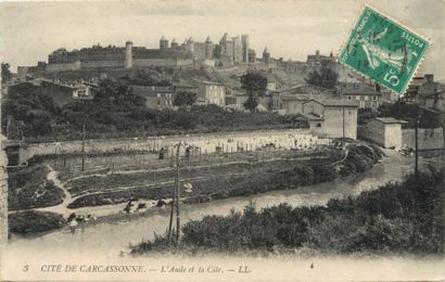 46 CARTES POSTALES AUDE : Villes, qqs villages,...