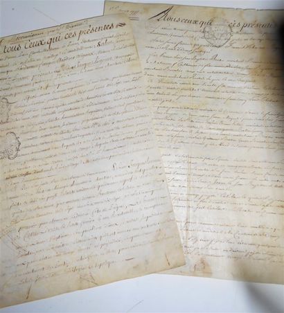 Lot de documents 18ème et 19ème. Dont Actes...