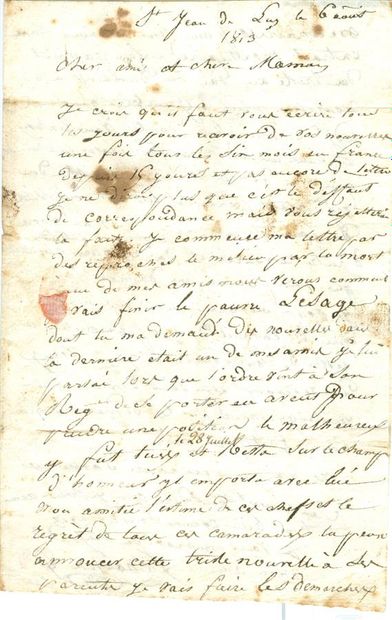 Lieutenant Agnel. 5 L.A.S. +1 lettre. 1809-1813....
