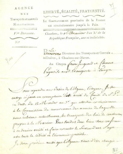 [Transports]. 5 documents (lettres circu...