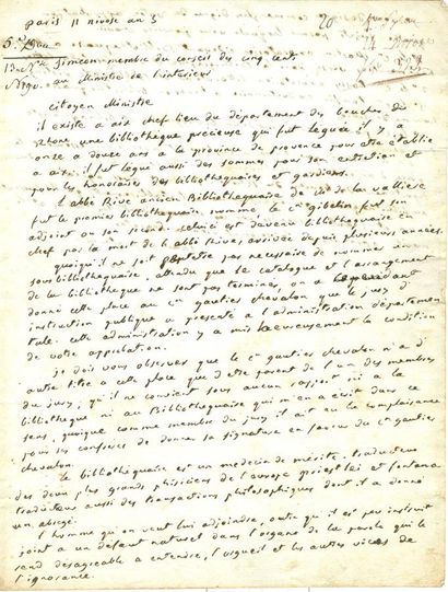 Comte Siméon. L.A.S. Nivôse an 5 (1797)....