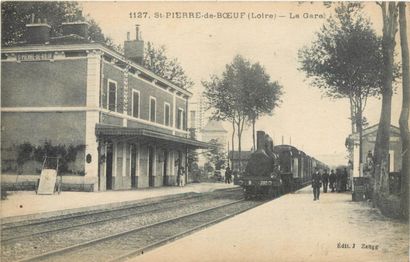 17 CARTES POSTALES TRAINS, TRAMWAYS & GARES...