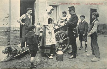 28 CARTES POSTALES ATTELAGES : Chien (belge)-1cp,...