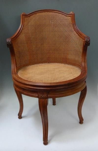 FAUTEUIL DE BUREAU PIVOTANT en acajou blond...