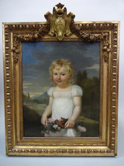 École ANGLAISE vers 1810
Fillette tenant...