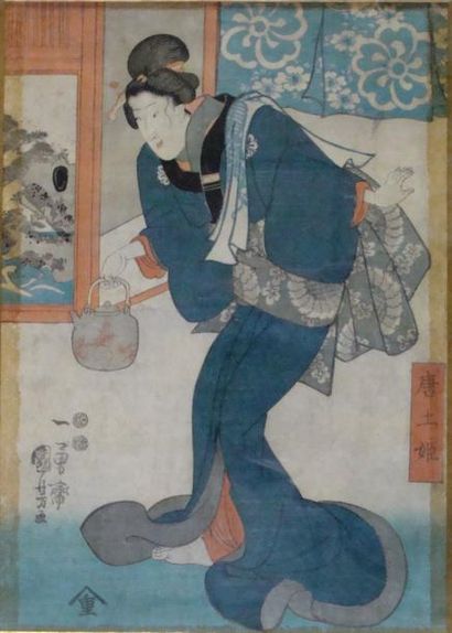 ESTAMPE JAPONAISE représentant une femme...
