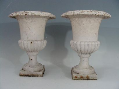 PAIRE DE VASES sur piédouche en fonte de...