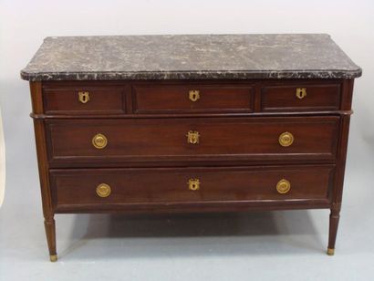 COMMODE rectangulaire en acajou et placage...
