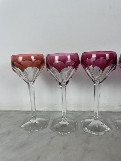 Set of 6 crystal glasses In the Val Saint-Lambert...