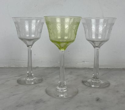 Belgian glassware Set of three Art Deco stemmed...