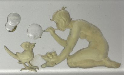 Rectangular glass paperweight Child with...