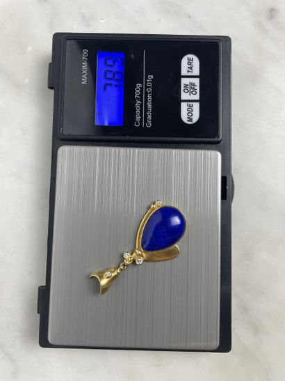 Pendentif Or 18K Lapis-lazuli et diamants...