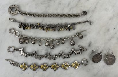 Lot of silver costume jewelry (5 bracelets...