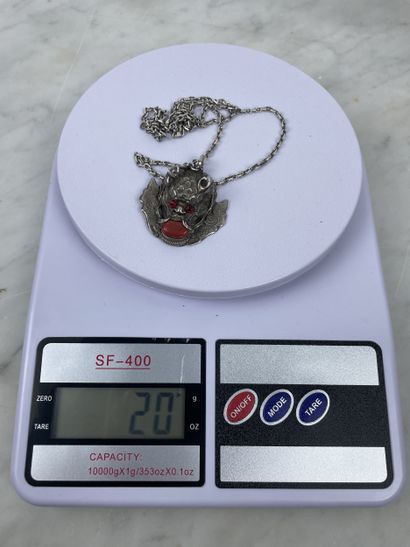 Asian lot: 925 silver necklace with dragon...