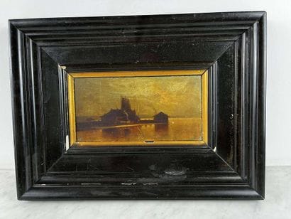 Belgian school Romantic landscape Oil on...
