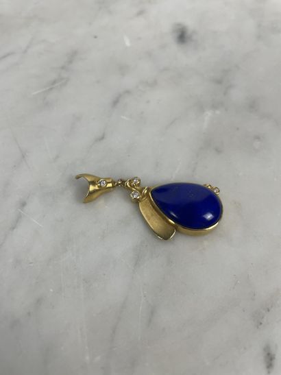 Pendentif Or 18K Lapis-lazuli et diamants...