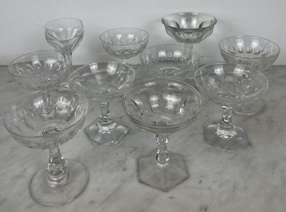 Belgian glassware Set of ten glasses, including...