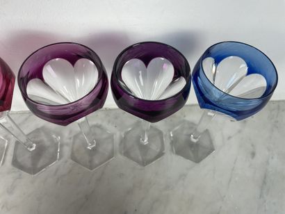 Set of 6 crystal glasses In the Val Saint-Lambert...