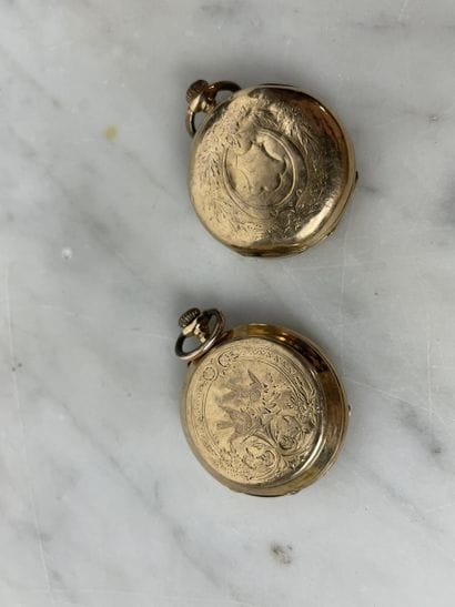Lot de deux montres de poche en or 18K Boîtiers...