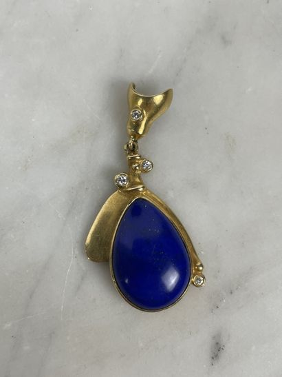 Pendentif Or 18K Lapis-lazuli et diamants...