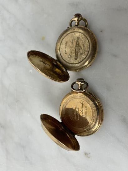 Lot de deux montres de poche en or 18K Boîtiers...