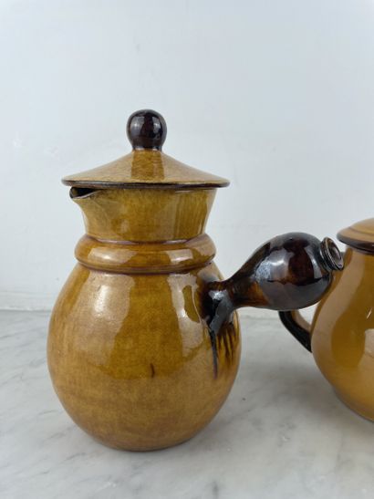 Set of two orange glazed ceramics.