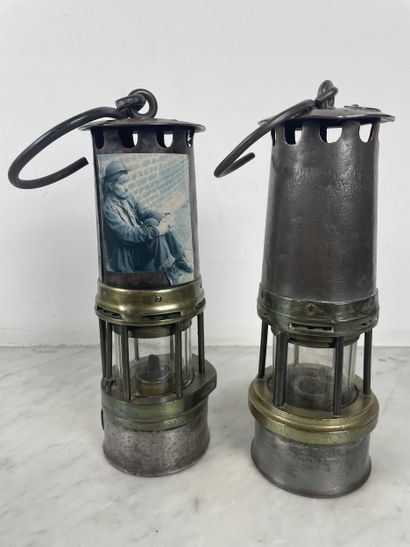 Pair of miner's safety lamps (Clanny type),...