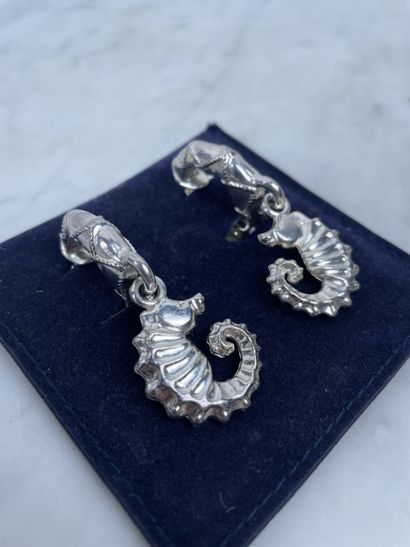 Pair of seahorse clip earrings - Attributed...
