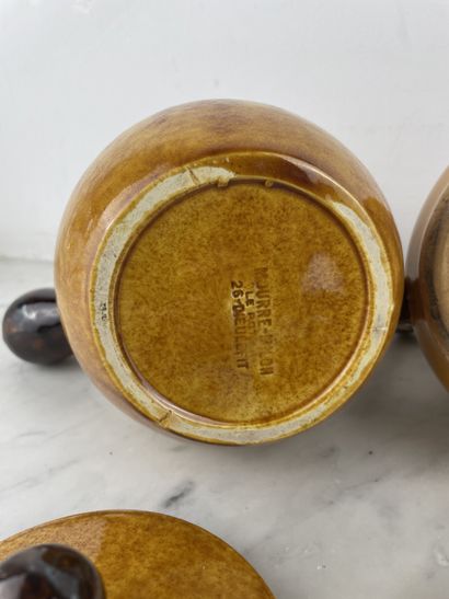 Set of two orange glazed ceramics.
