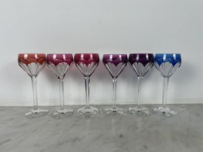 Set of 6 crystal glasses In the Val Saint-Lambert...