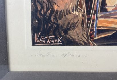 Walter Frank Composition aux masques et statuettes...